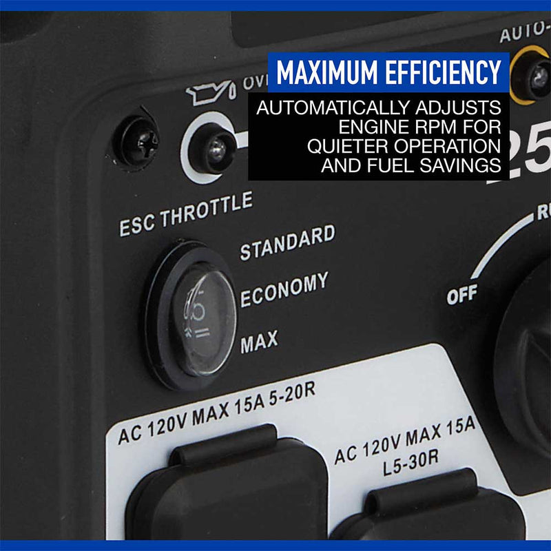 Inverter Generator | 2500 Surge Watts | 52dB Quiet | Recoil Start | Powerhorse