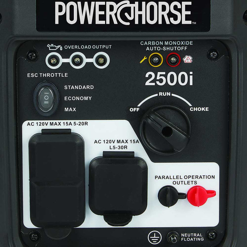 Inverter Generator | 2500 Surge Watts | 52dB Quiet | Recoil Start | Powerhorse