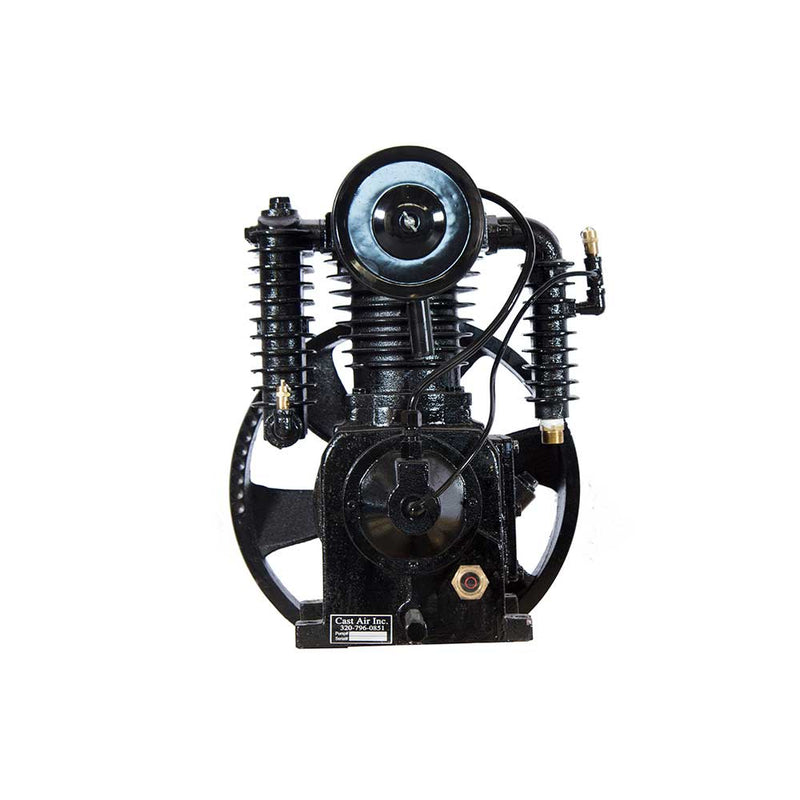 2-Stage Reciprocating Compressor Pump for Industrial Equipment | 5-7.5 HP | Inline 2-Cylinder | 16.875" Flywheel | Castair