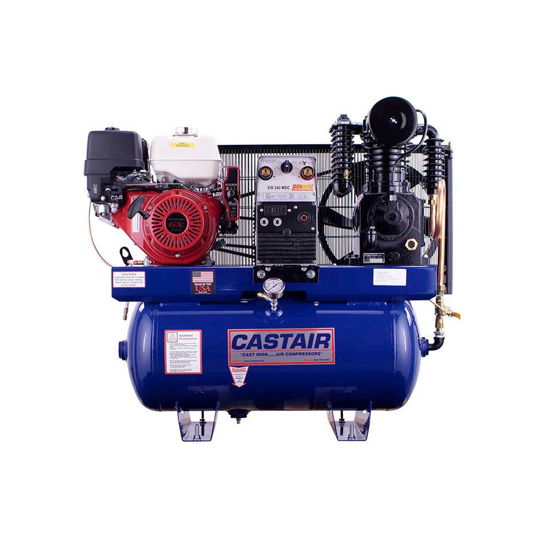 30 Gal 3-in-1 Compressor Generator Welder Combo for Construction Equipment | Honda GX390 | 19.7 CFM | 5000W | Castair