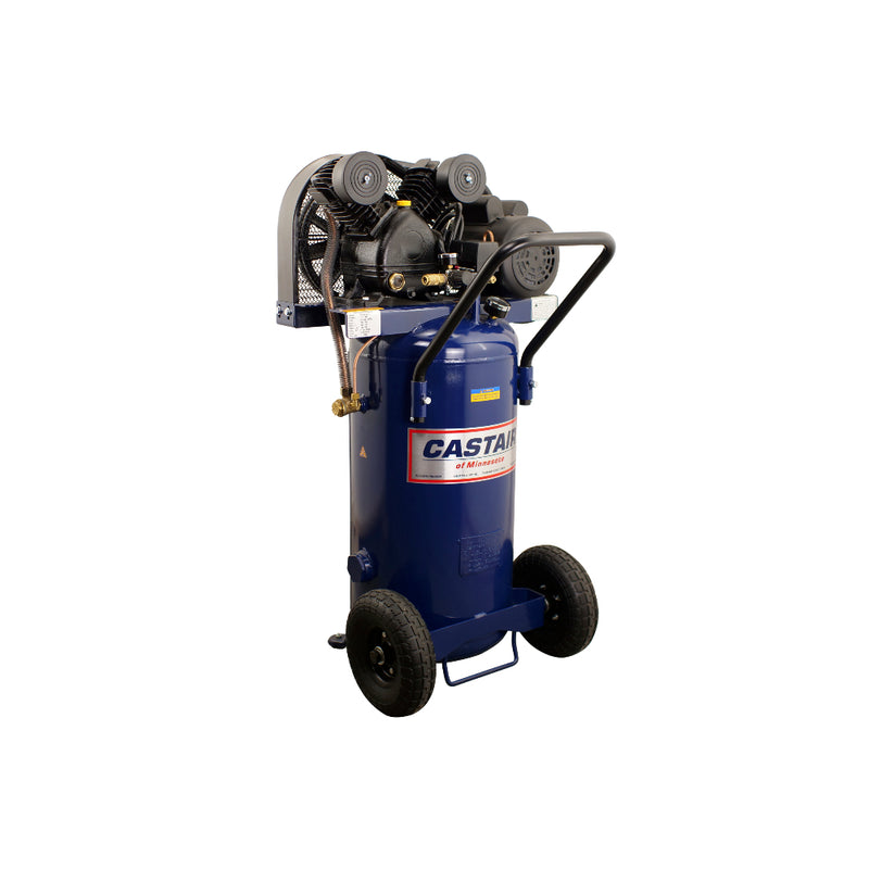 20 Gallon Vertical Air Compressor | 2HP Single Phase | Cast Iron Pump | Belt Driven | Castair