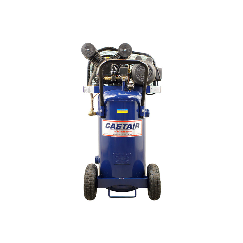 20 Gallon Vertical Air Compressor | 2HP Single Phase | Cast Iron Pump | Belt Driven | Castair