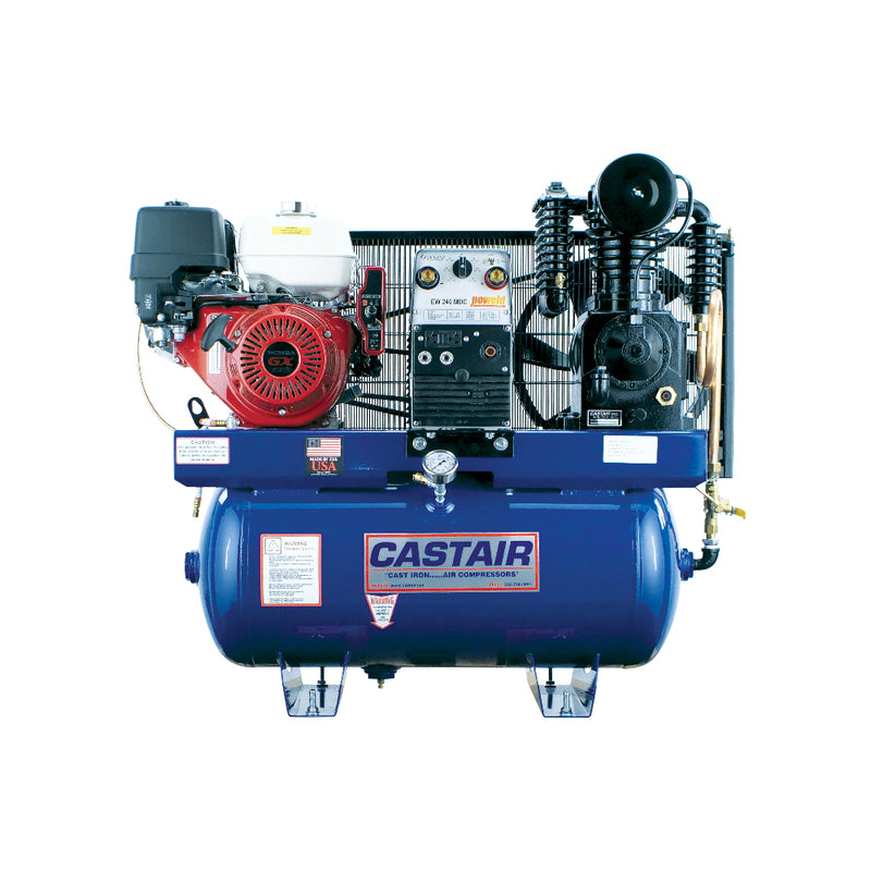 30 Gal 3-in-1 Compressor Generator Welder Combo for Construction Equipment | Honda GX390 | 19.7 CFM | 5000W | Castair