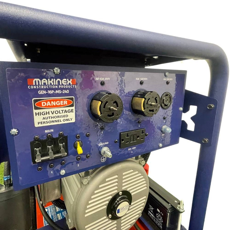 Makinex Portable Generator for Job Site | 16kW | Honda GX690 | 240V USA-Spec | Dual Phase | Makinex