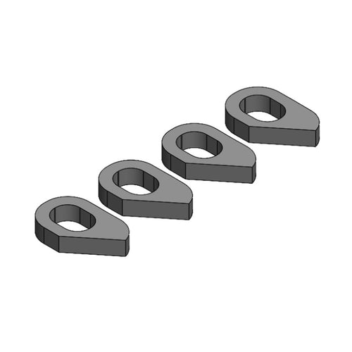 Set of four lifting hooks for self-dump hopper on a white background