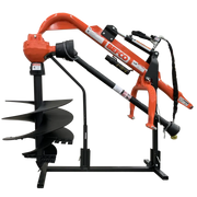 Detailed view of BEFCO MOLE post hole digger's double flighting auger, enhancing soil removal efficiency.