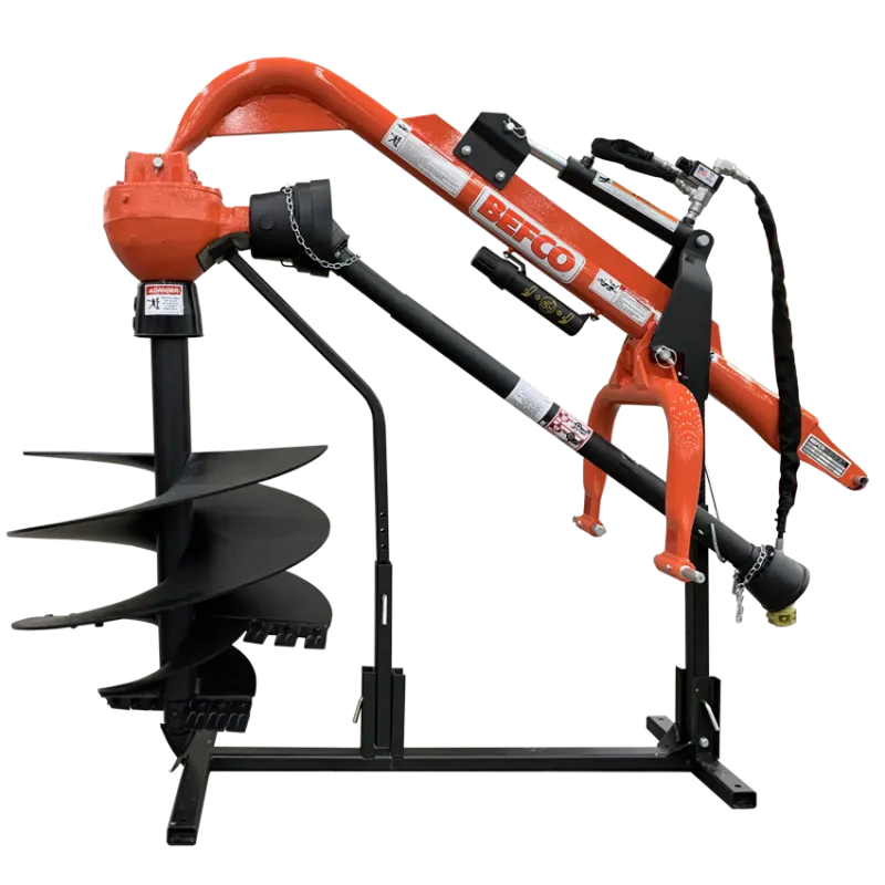 Detailed view of BEFCO MOLE post hole digger's double flighting auger, enhancing soil removal efficiency.