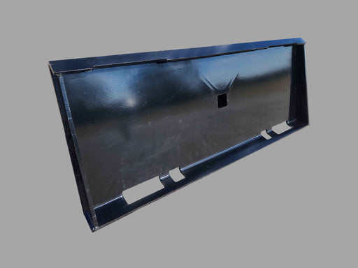 Back view of EIP Skid Steer Receiver Hitch Attachment, showcasing durable 1/4-inch steel frame and gussets.