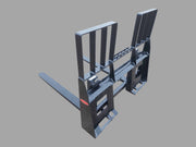 Side angle of Walk Through Pallet Fork Frame, showing clear visibility design and heavy-duty steel construction.