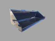 Side angle of EIP Skid Steer Low Profile Bucket, showcasing its efficient design for enhanced visibility and control.