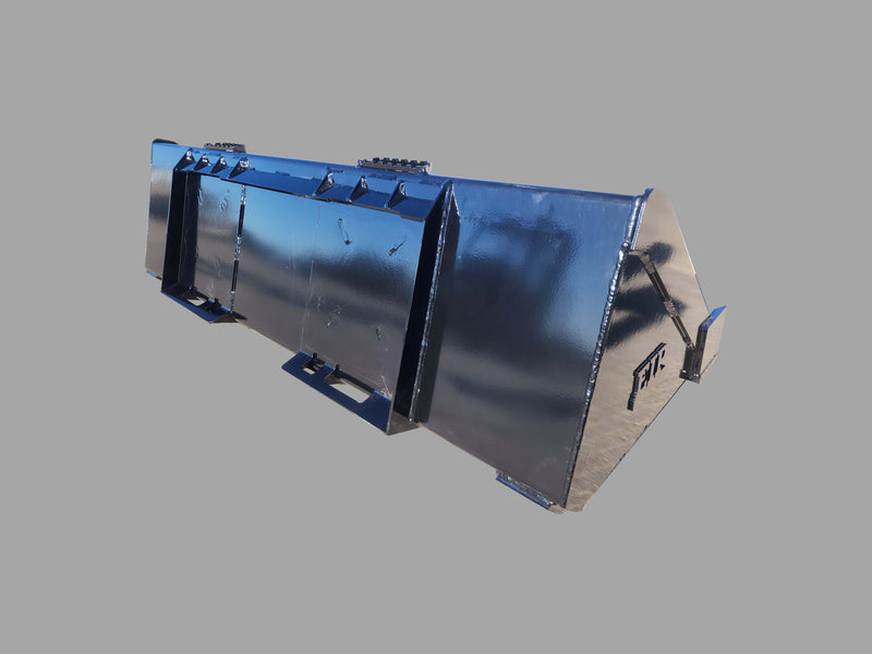 Back view of EIP Skid Steer Bucket showing reinforced steel construction and quick attach frame for easy mounting.