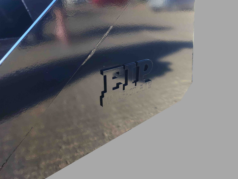 EIP Manufacturing logo embossed on the side of the Skid Steer Bucket, highlighting brand quality and craftsmanship.