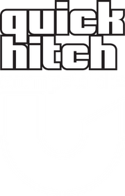 Quick hitch compatible logo in bold white text on black background, emphasizing easy tractor attachment.