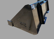 Side angle of Skid Steer Material Bucket emphasizing reinforced side stiffeners and robust steel structure.