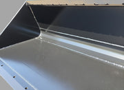 Interior view of Skid Steer Material Bucket showing welded seams and smooth steel surface for efficient material handling.
