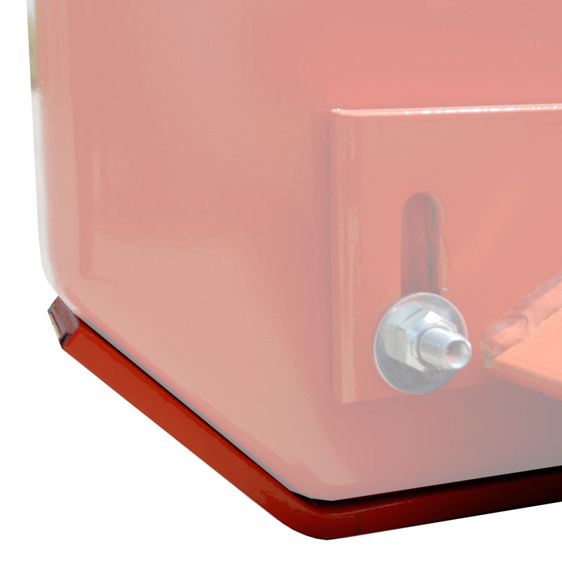 BEFCO grading scraper's adjustable ripping shank with replaceable tip for breaking compacted soil.