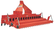Side view of BEFCO BPL HD Soil Pulverizer showing dual spiked rollers and robust red frame design.