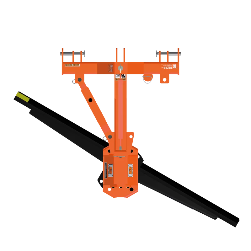 Top view of BEFCO rear blade, showcasing adjustable tilt and angle features for precise grading and snow removal.
