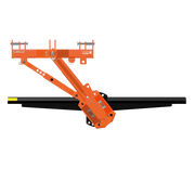 Side view of BEFCO rear blade with orange steel frame and black cutting edge, highlighting durable construction.