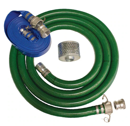 2" Transfer Pump Hose Kit for Water Pumps | 70' Total Length | 65 PSI | Heavy-Duty PVC | Brave