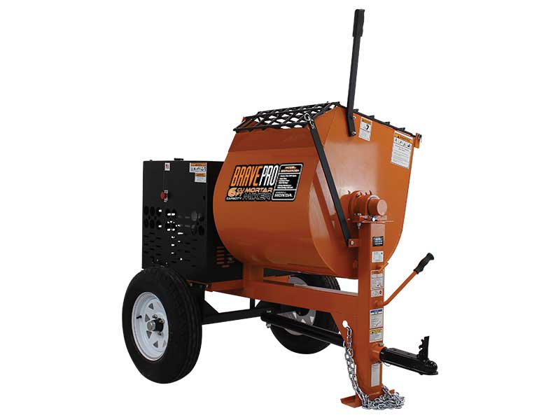 7 Cubic Foot Steel Drum Mortar Mixer for Towable Construction | Honda GX240 Engine | 683 lbs | Brave