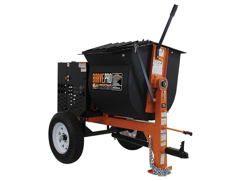 BravePro™ 6 Cubic Foot Poly Drum Mortar Mixer for Construction | Honda GX240 Engine | 2-2.5 Bag Capacity | Brave