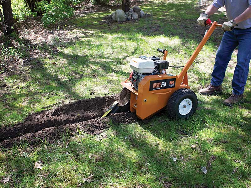 Brave Pro Trencher 18-In. Shark Chain GX160 for Utility Installation | 18" Deep | 3" Wide | Honda Engine | Brave