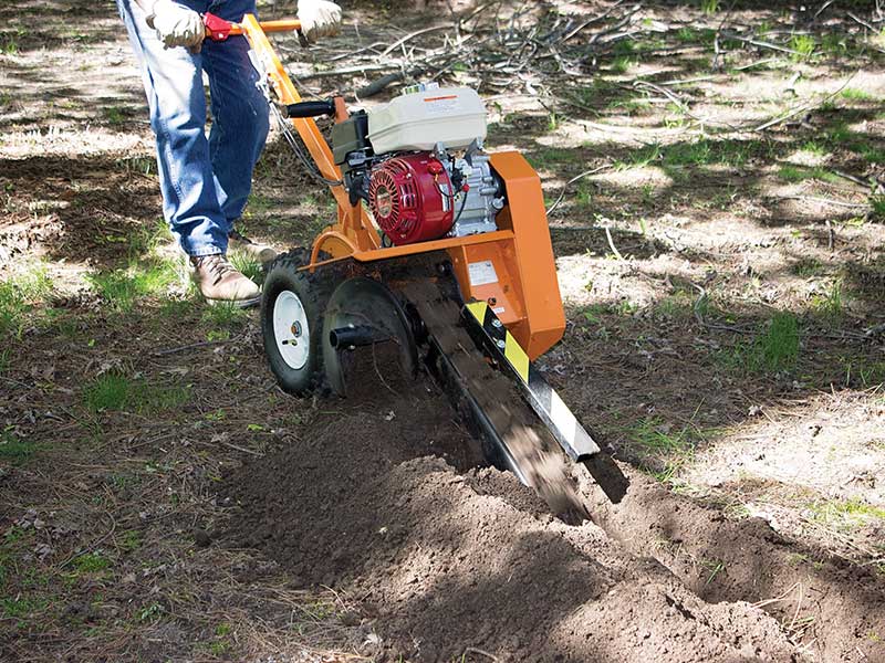 Brave Pro Trencher 18-In. Shark Chain GX160 for Utility Installation | 18" Deep | 3" Wide | Honda Engine | Brave