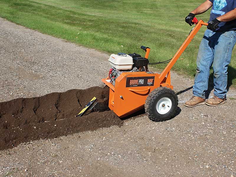 Brave Pro Trencher 18-In. Shark Chain GX160 for Utility Installation | 18" Deep | 3" Wide | Honda Engine | Brave