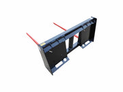 Side angle of EIP Bale Spear showing dual red SHW spears and durable square tube steel construction.