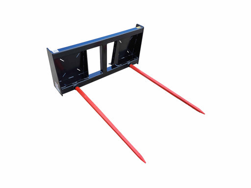 EIP Bale Spear for skid steer loaders with 4000 lb capacity, featuring two red SHW spears and square tube steel frame.