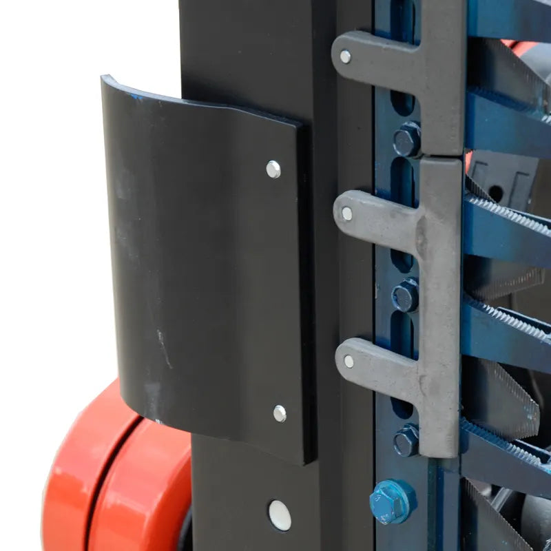 Close-up of BEFCO Sickle Bar Mower's blade guard, providing protection during transport and storage.