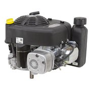 Close-up of the Briggs & Stratton engine on the BEFCO mower, emphasizing its 11.5 HP power and reliability.
