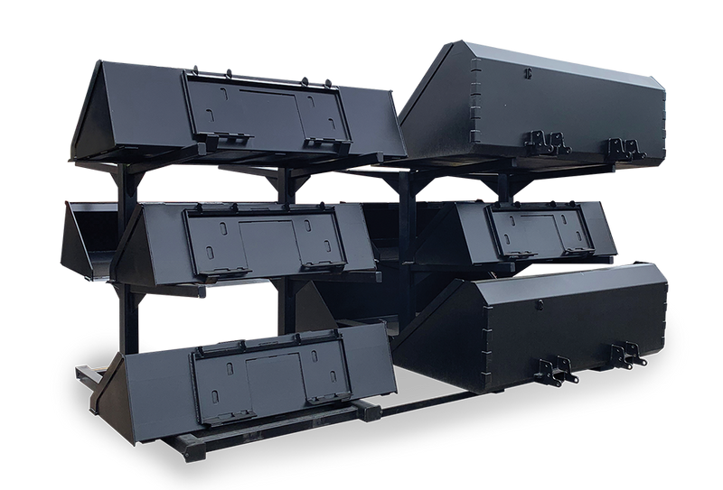 Forklift/Skidsteer Bucket Rack | 2-6 Bucket Capacity | Heavy-Duty Steel | Reinforced Arms | Star Industries