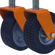 BEFCO CYCLONE C30 rubber swivel tires, providing smooth tracking over uneven terrain without scalping.