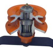 Cross-section of BEFCO CYCLONE C30 spindle assembly, showcasing axial grease fittings for easy maintenance.
