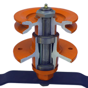 Detailed view of BEFCO CYCLONE FLEX mower's spindle, showcasing its durable bearings and efficient design.