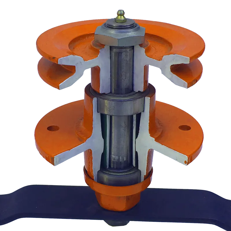 Detailed view of BEFCO CYCLONE FLEX mower's spindle, showcasing its durable bearings and efficient design.