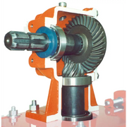 Cross-section of BEFCO CYCLONE SUPER-FLEX mower gearbox showing spiral gears for improved performance and longevity.
