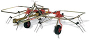 BEFCO DRP-300 hay tedder with dual rotors and high-strength spring steel tines for efficient hay drying.