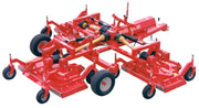 Top view of BEFCO CYCLONE FLEX gang mower, showing multiple cutting decks and robust design for efficient mowing.