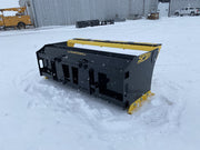 Side profile of SPXR snow pusher, emphasizing its robust build and effective snow removal features.