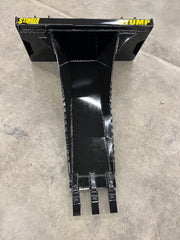 Top view of Stinger Attachments Tractor Stump Bucket showing narrow spade and reinforced frame.