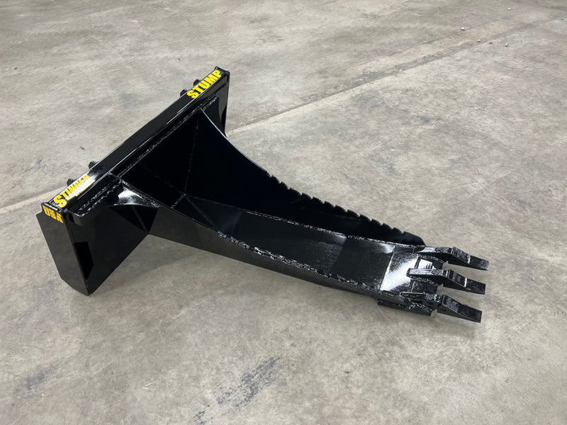 Side angle of Tractor Stump Bucket highlighting the serrated side plates and robust construction.