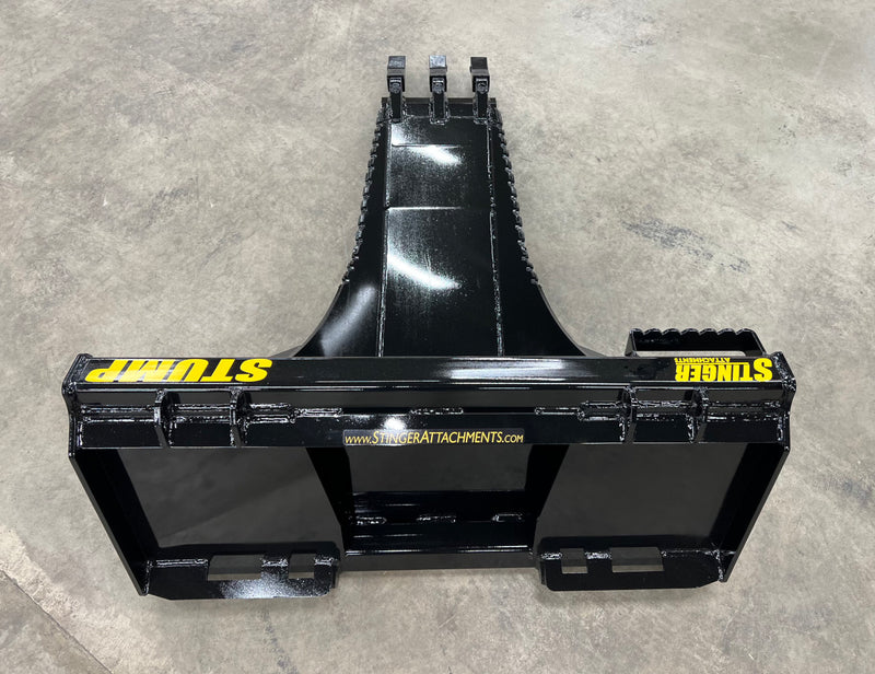 Front view of Tractor Stump Bucket displaying the sharp cutting teeth and heavy-duty build.