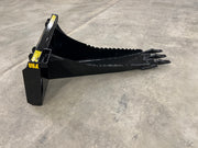 Side profile of Stinger Attachments Stump Bucket emphasizing the elongated spade shape.