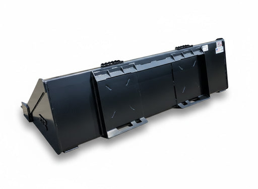 Rear view of Skid Steer Tooth Bucket showcasing the durable powder-coated finish and mounting frame.