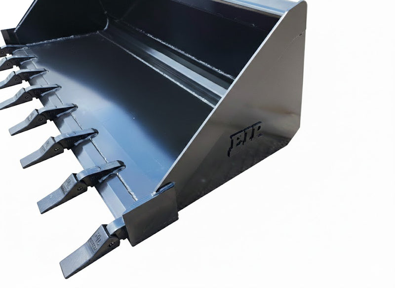 Close-up of Skid Steer Tooth Bucket's welded teeth system, highlighting the robust steel construction.