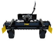 Front view of Stinger Attachments Soil Conditioner highlighting the balanced drum and adjustable components.