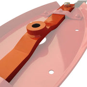 Detailed view of BEFCO TORNADO RHD rotary cutter's spring steel blades, engineered for impact resistance.